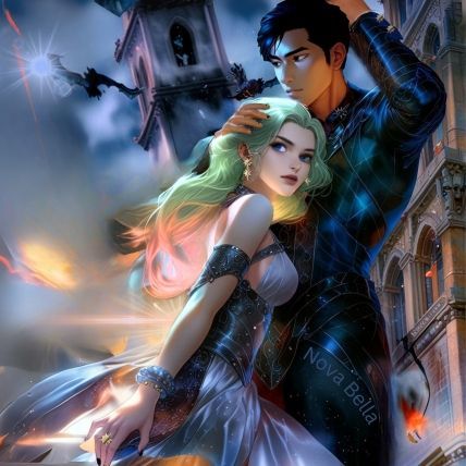 Pictured here is an Asian man facing into a monstrous inferno of wind and storms with a blond woman. He has one hand protectively shielding the back of her head.