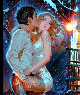 Pictured here is a couple sharing a warm, wind blown kiss. The Chinese man has a healthy tan and the woman is a blue eyed, strawberry blond.